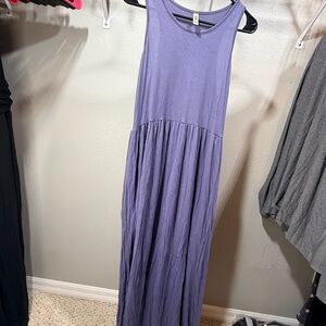 Grecerelle Purple Maxi Dress 2XL Sleeveless Pockets Casual Lounge Soft